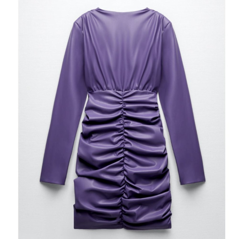 Zara Faux Leather Dress Long Sleeves in Purple - Picture 5 of 16